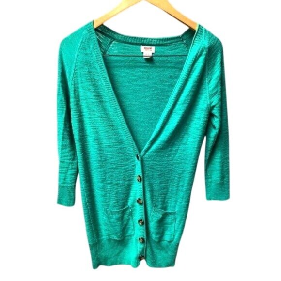 Mossimo 100% Cotton V-Neck Green Sweater- XS - Picture 1 of 7